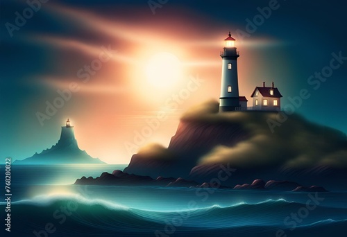 A lighthouse on a distant island