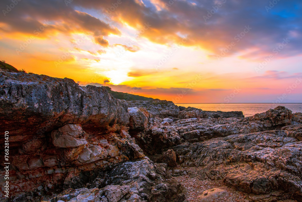 summer sunset view, Kamenjak cape (Premantura peninsula) . national park near Pula and Rabac, Istria, Croatia, Europe...exclusive - this image is sold only on Adobe stock