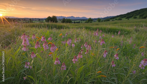 Vibrant wildflower blossoms in the meadow 