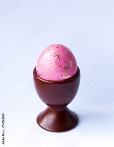 Colored egg. Traditional Easter food and decoration.