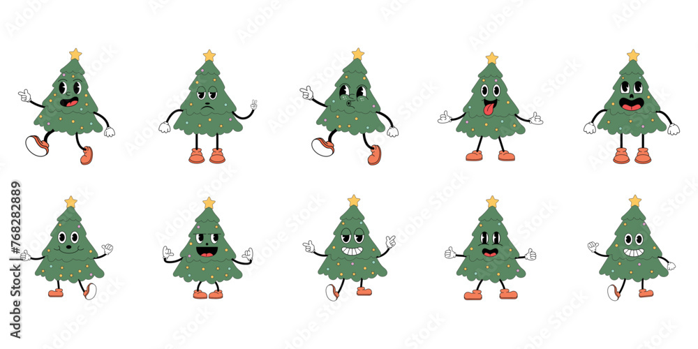 Retro Christmas Tree Kawaii