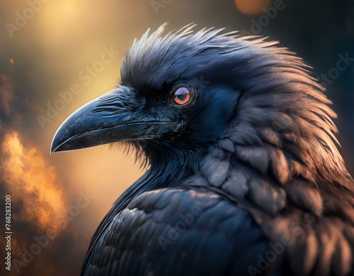 Closeup Black raven