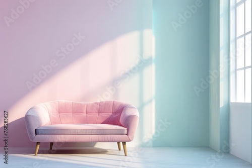 room decorated in pastel pink and green colours
