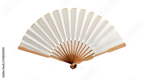 White wooden Chinese folding fan on white background 