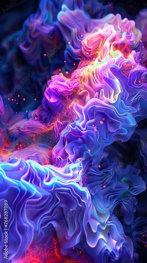 Fototapeta premium Mesmerizing abstract amoled 3d background. Abstract glowing fluid abstract.