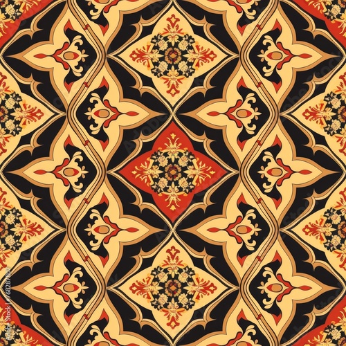 Thai Kranok pattern, Thai silk pattern It is a decorative and decorated pattern according to Thai art,  photo