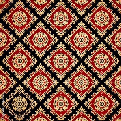Thai Kranok pattern, Thai silk pattern It is a decorative and decorated pattern according to Thai art, decorated with round shapes, mixed patterns, tile