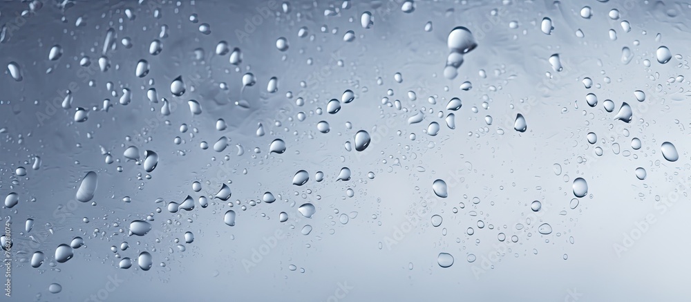 Close-up view of a window covered in small water droplets, creating a unique and intriguing pattern