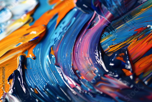 a painter's brush applying vibrant strokes of color to a canvas, each dab and swirl adding depth and dimension to the evolving masterpiece photo