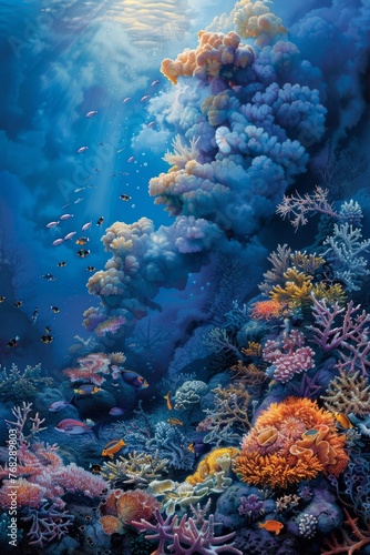 A mesmerizing underwater volcanic vent teeming with life