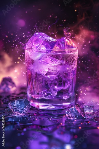 Bright purple lavender drink. Dynamic advertising image for menu, magazine