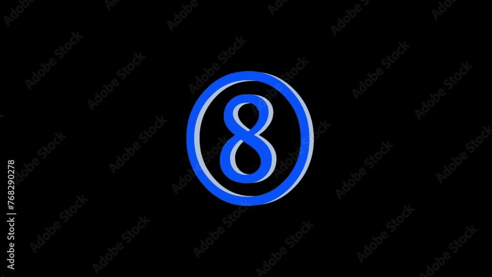 3d eight logo icon loopable rotated blue color animation on black background 3d eight logo icon loopable rotated blue color animation on black background
