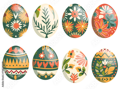Hand drawn easter day eggs set