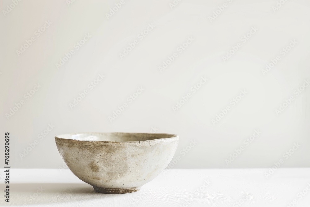 Simple yet elegant minimalistic ceramic bowl casting soft shadows in a well-lit white environment, radiating calmness Simple yet elegant minimalistic ceramic bowl casting soft shadows in a well-lit white environment, radiating calmness