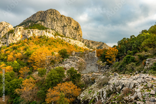 Termessos ancient city the amphitheatre. Termessos is one of Antalya -Turkey's most outstanding archaeological sites. Despite the long siege, Alexander the Great could not capture the ancient city.