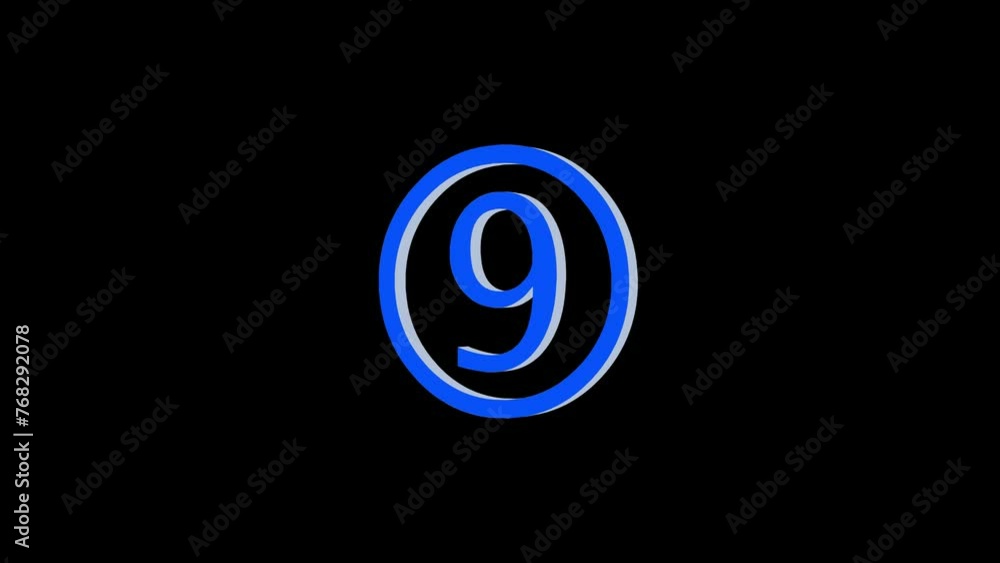 3d nine logo icon loopable rotated blue color animation on black background 3d nine logo icon loopable rotated blue color animation on black background
