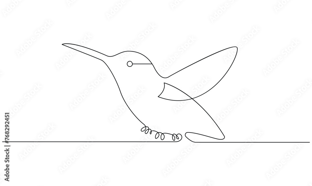 Vector continuous one simple abstract line drawing of humming bird isolated on a white background
Vector continuous one simple abstract line drawing of humming bird isolated on a white background