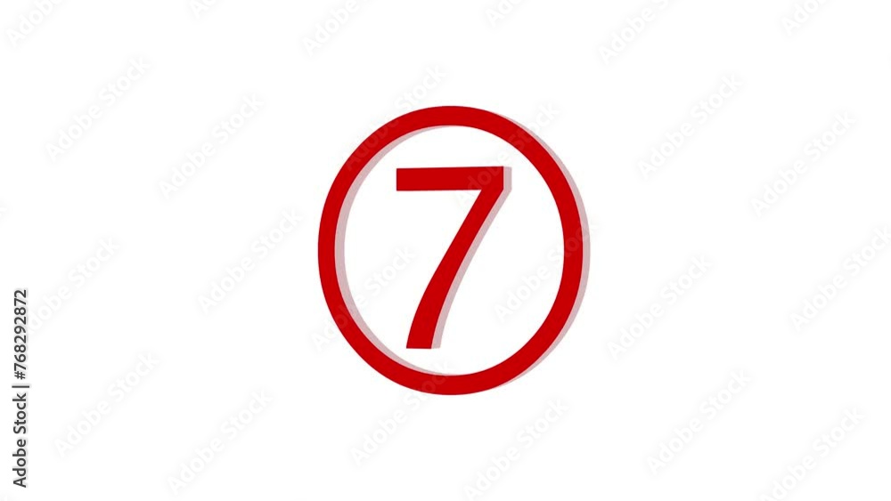 3d seven logo icon loopable rotated red color animation on white background