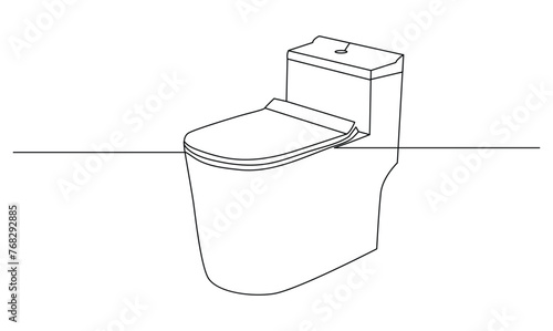 Vector one continuous line drawing of flush toilet concept of hyginic sanitization
