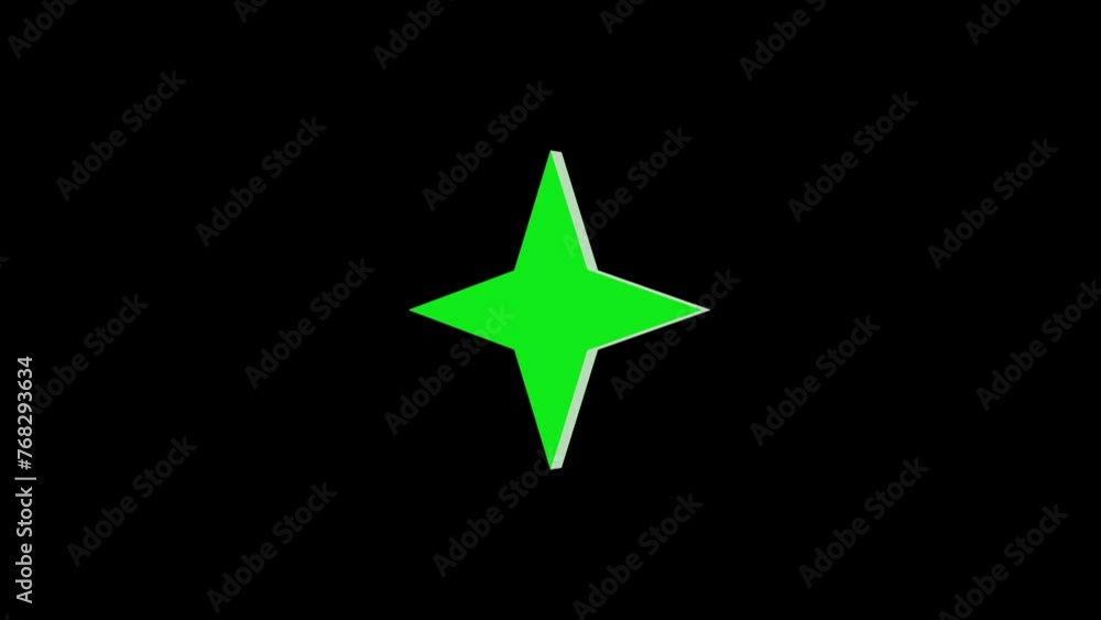3d star four hand logo icon loopable rotated green color animation on black background 3d star four hand logo icon loopable rotated green color animation on black background