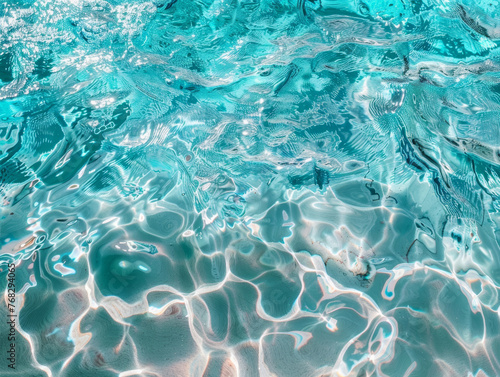 Turquoise blue water with ripples, tropical ocean.