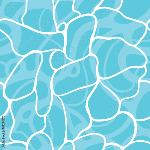 Seamless pattern design featuring stylized blue waves on a light blue background