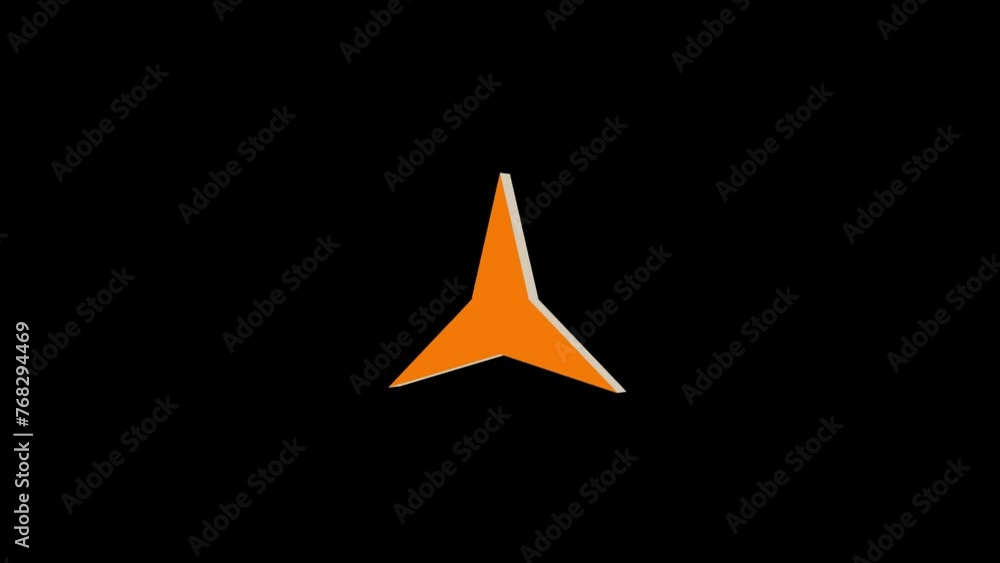 3d three star three hand logo icon loopable rotated brown color animation on black background 3d three star three hand logo icon loopable rotated brown color animation on black background
