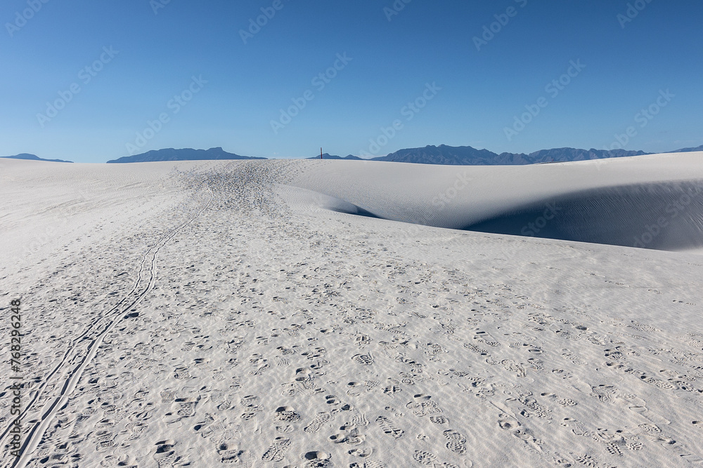 Hiking the Alkali Flats Trail at White Sands National Park.