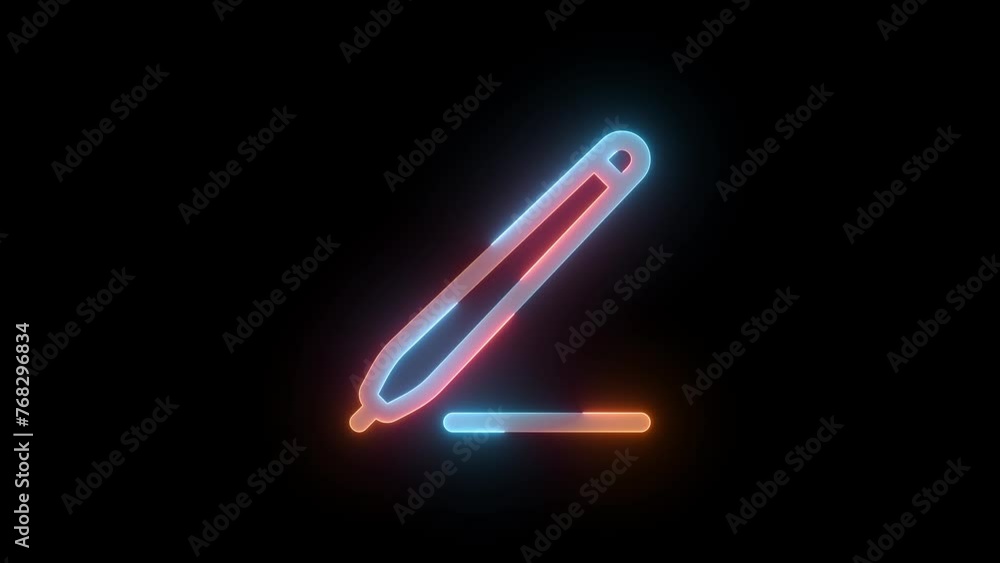 Neon draw icon brown cyan color glowing animation black background Neon draw icon brown cyan color glowing animation black background