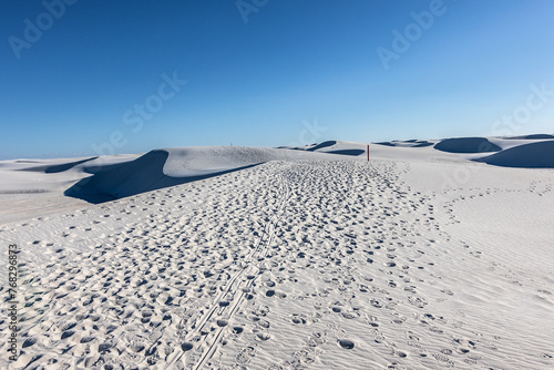 Hiking the Alkali Flats Trail at White Sands National Park.