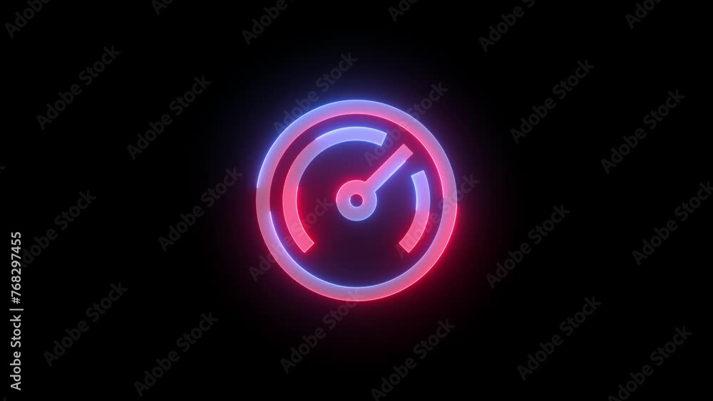 Neon high speed icon blue red color glowing animation black background Neon high speed icon blue red color glowing animation black background