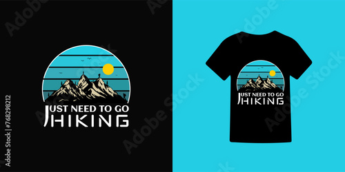 Mountain hiking adventure graphics t shirt design and vector illustration