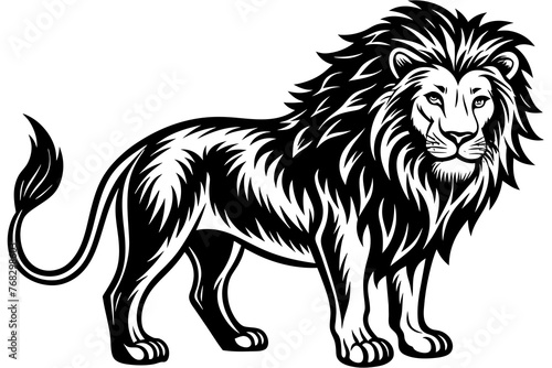 A realistic lion silhouette  vector art illustration