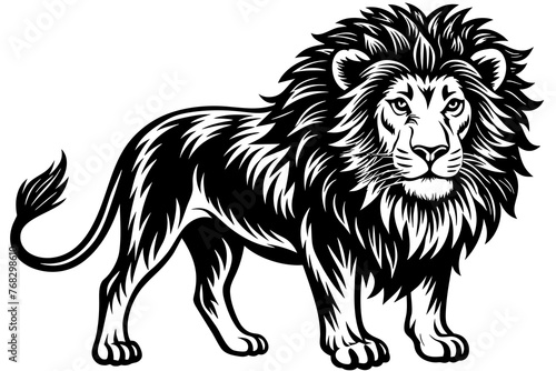 A realistic lion silhouette vector art illustration