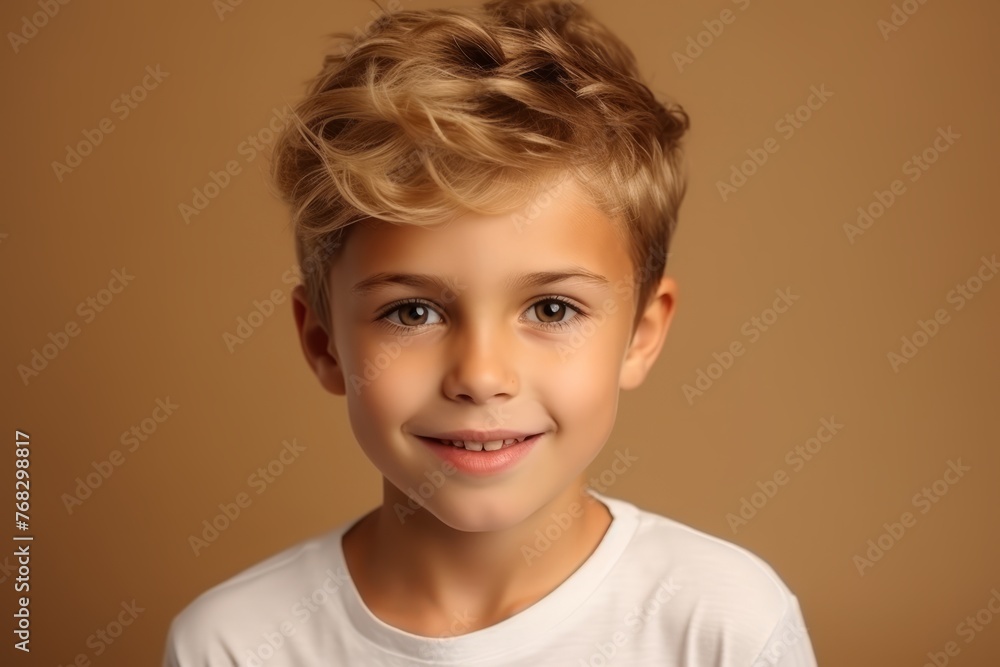 Portrait of a cute little boy with blond hair, studio shot Portrait of a cute little boy with blond hair, studio shot