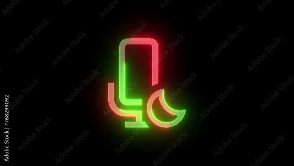 Neon mic sleep icon green red color glowing animation black background Neon mic sleep icon green red color glowing animation black background