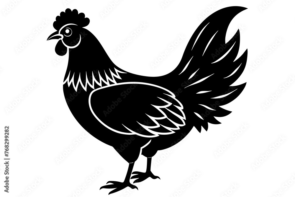 bantam chicken silhouette vector illustration