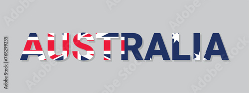 Australia letters in australian flag colors, vector design element