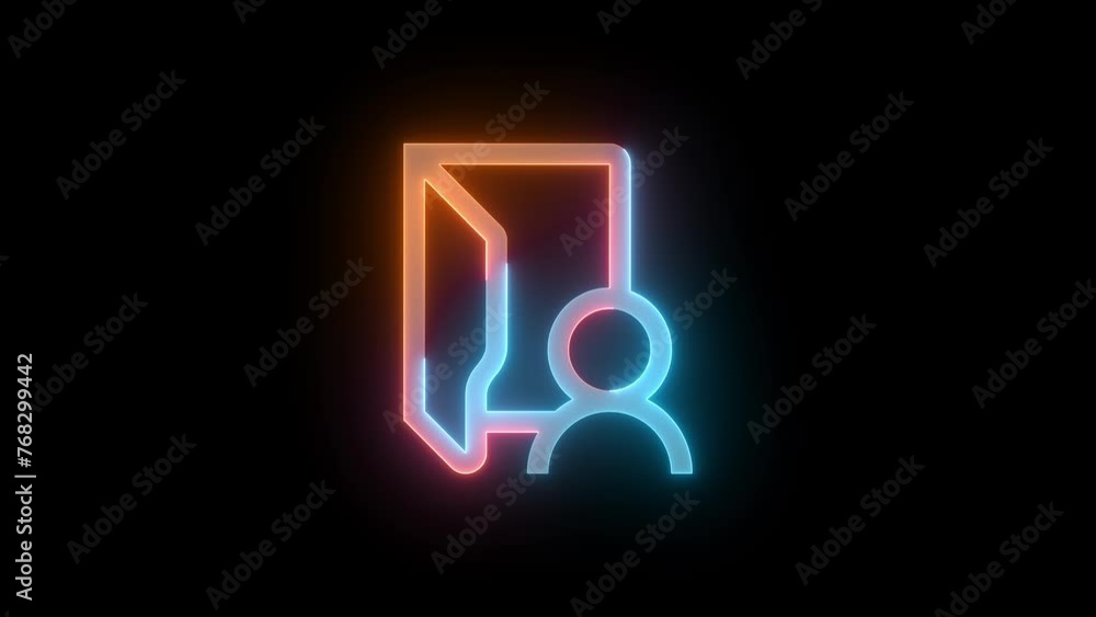 Neon personal folder icon brown cyan color glowing animation black background Neon personal folder icon brown cyan color glowing animation black background