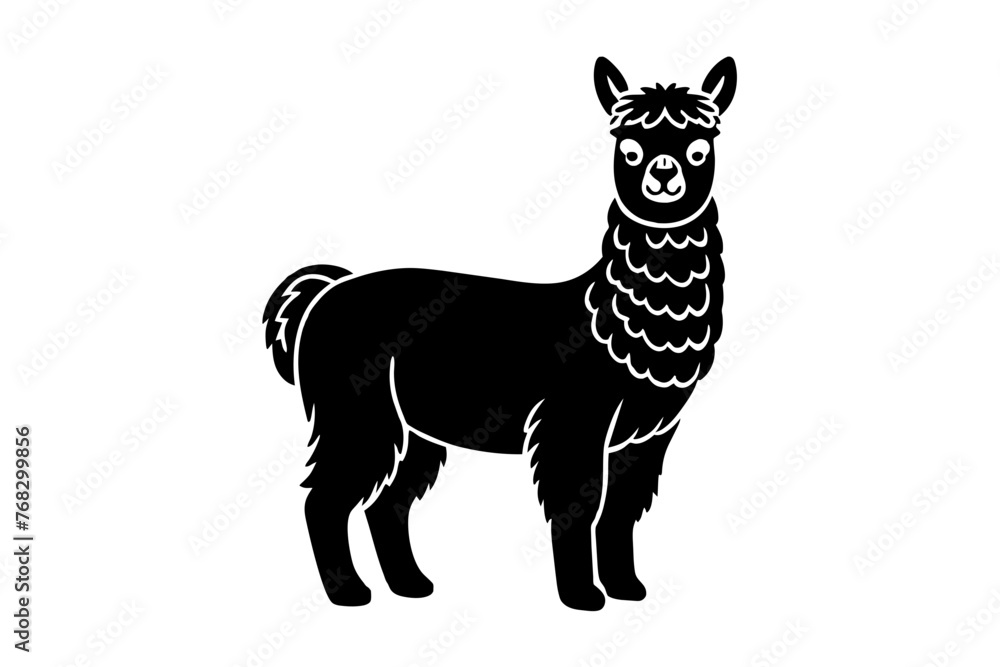 alpaca silhouette vector illustration