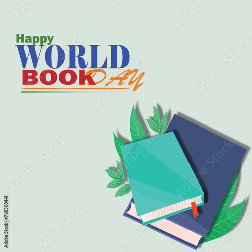 happy world book day illustration realistic paper cut vector