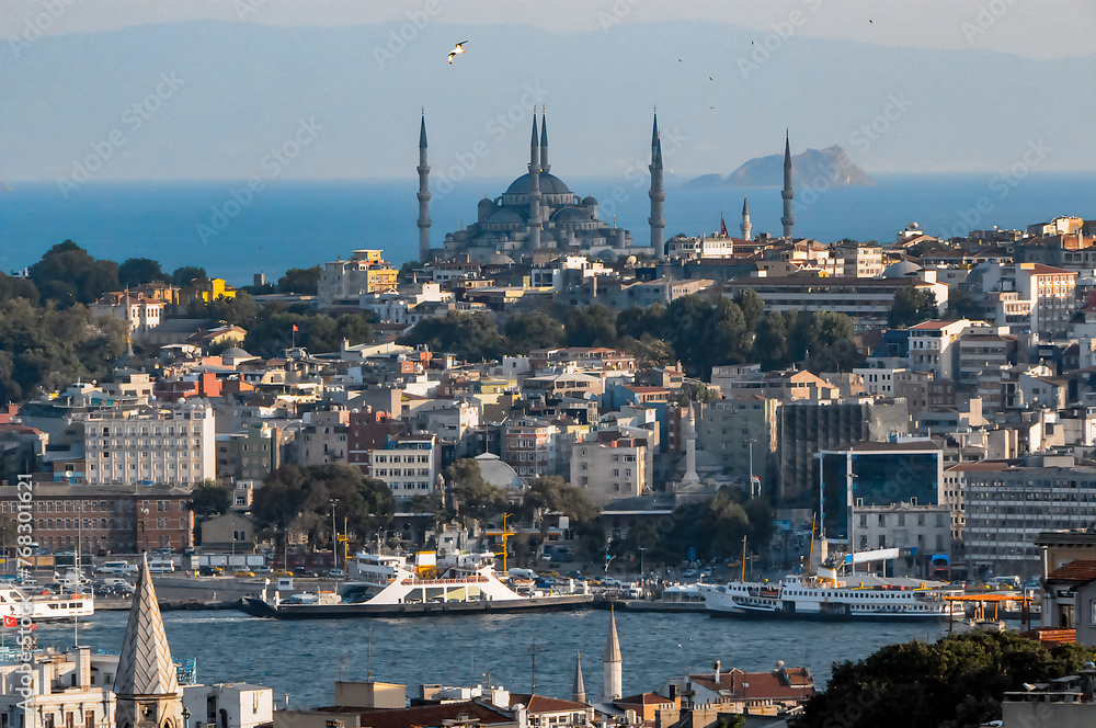 Fototapeta premium Spectacular view of the city of Istanbul with the Blue Mosque