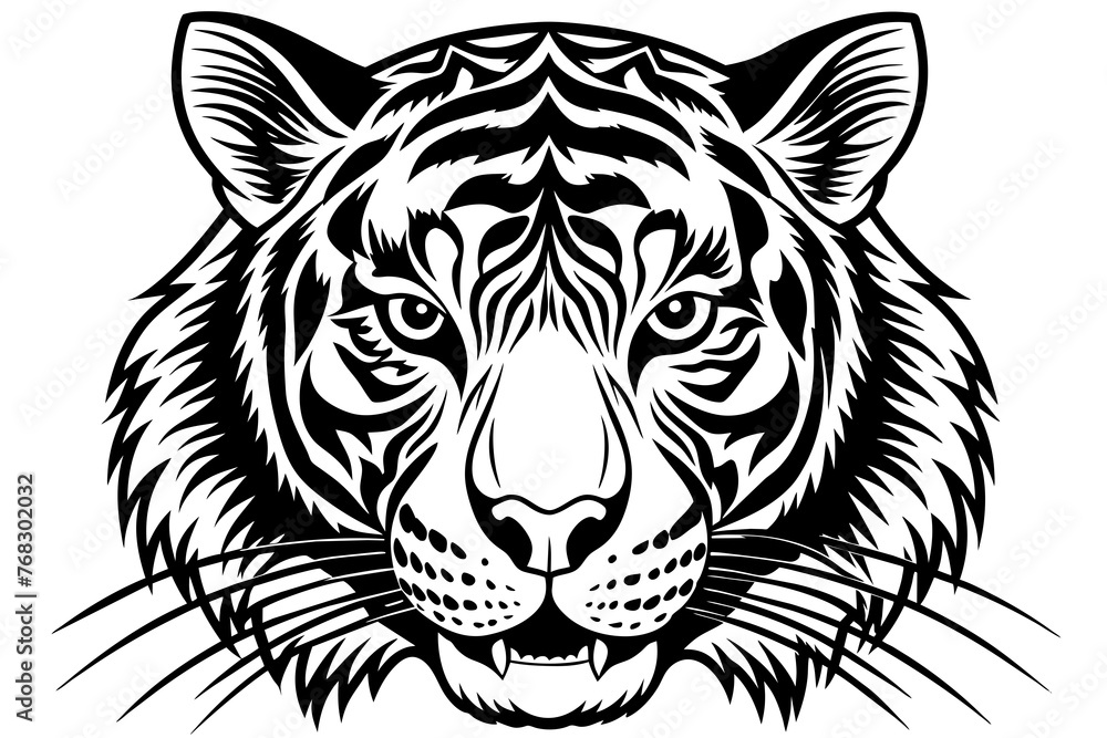 A realistic tiger head silhouette  vector art illustration