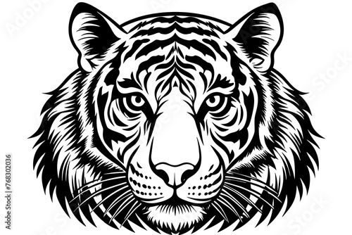 A realistic tiger head silhouette vector art illustration