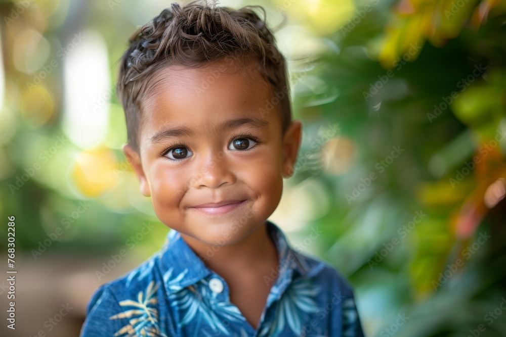 A young boy with brown hair and brown eyes is smiling at the camera A young boy with brown hair and brown eyes is smiling at the camera