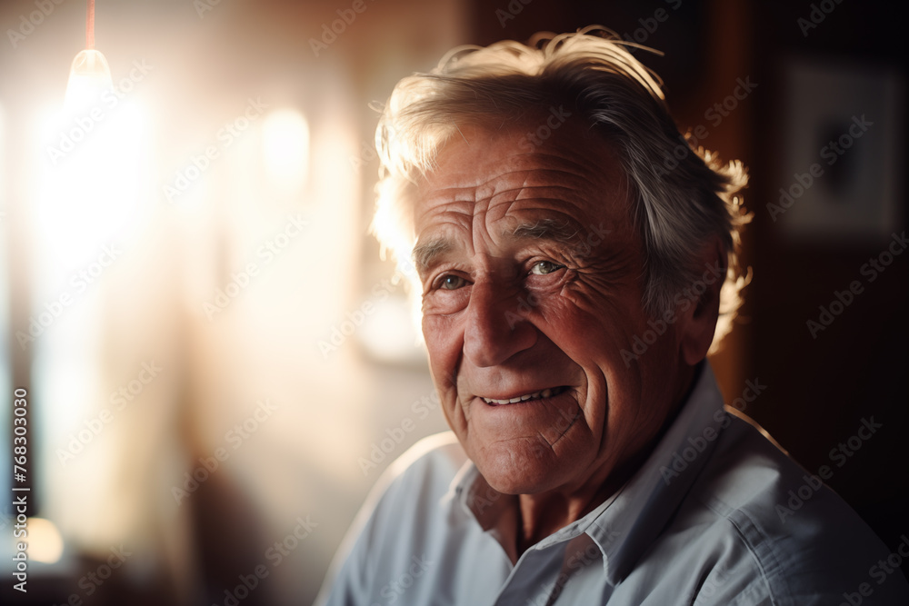 A close-up photo of an older man with gray hair A close-up photo of an older man with gray hair