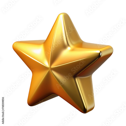 3d golden star isolated on white