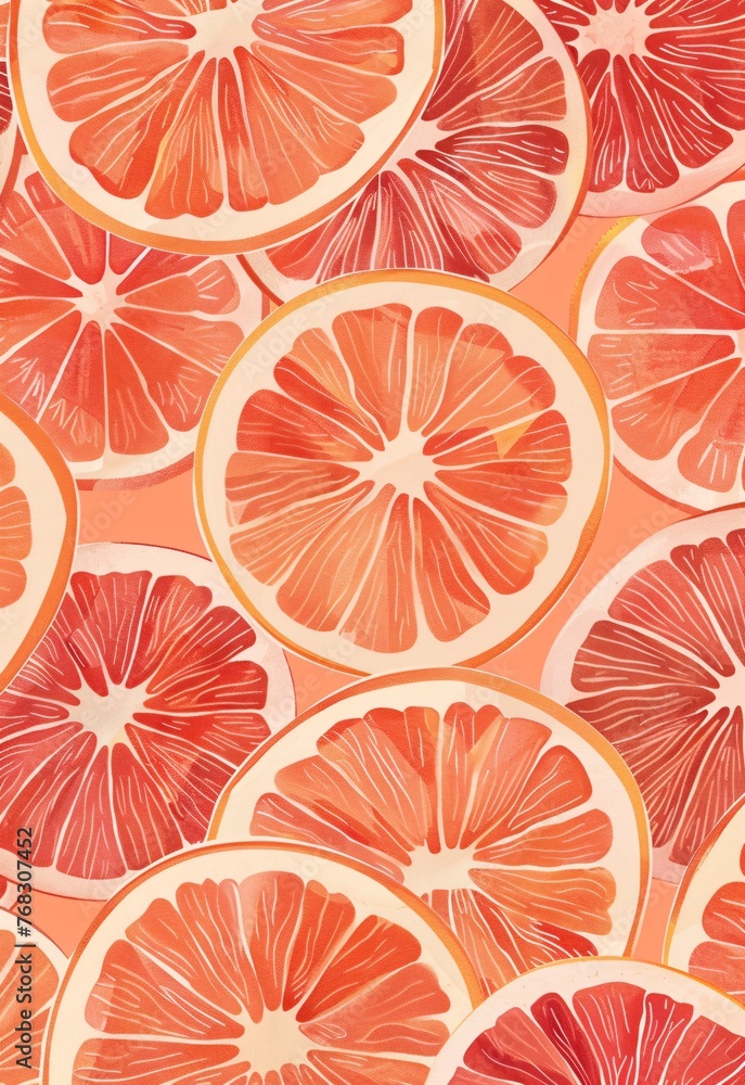A seamless pattern of orange grapefruit slices A seamless pattern of orange grapefruit slices