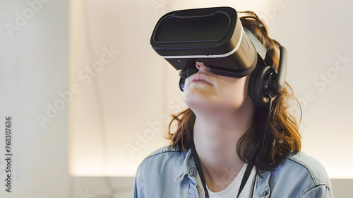 Woman Experiencing Virtual Reality in High Definition