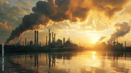 Sunset Pollution and Industry A Stunning UHD Image